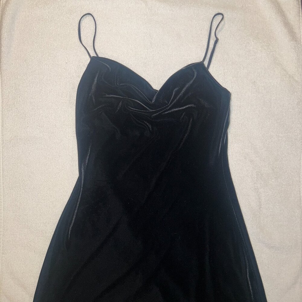 Abercrombie & Fitch Black Velvet Cowl Neck Mini Dress